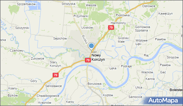 mapa Nowy Korczyn, Nowy Korczyn na mapie Targeo